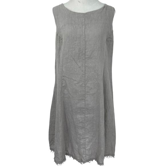 Piazza Del Tempio Dresses & Skirts - Piazza Del Tempio Linen Dress Taupe Sleeveless Lagenlook Raw Hem Italy M